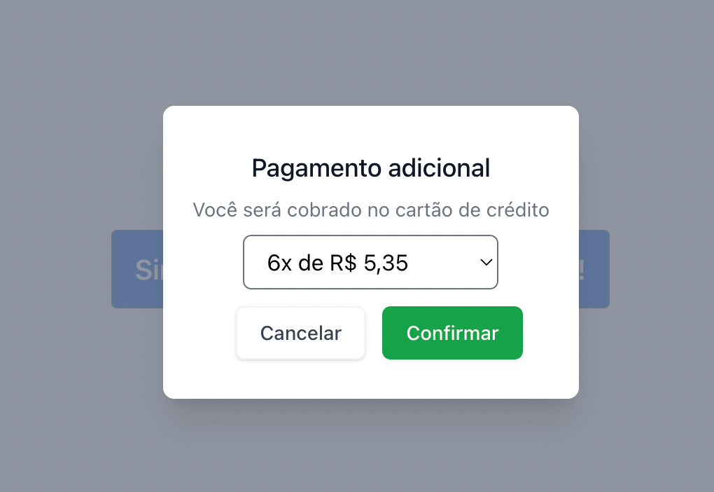 Captura de tela do upsell